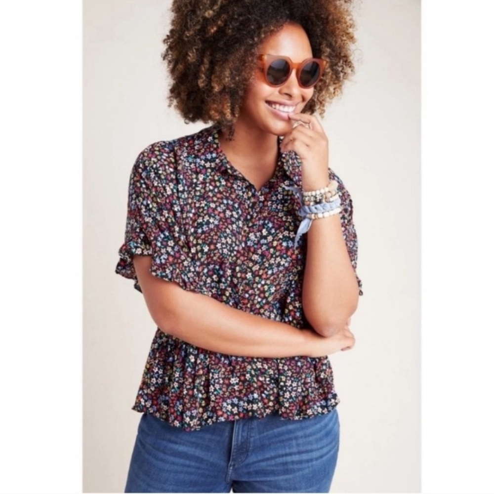 Maeve Anthropologie Mallory Ruffled Blouse Size S